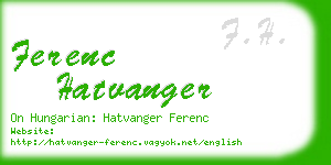 ferenc hatvanger business card
